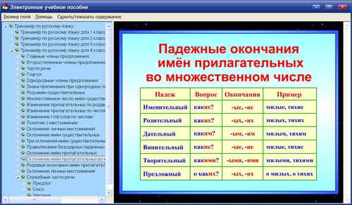 Экраны 1, 2, 3 и 4 классы, русский язык, интерактивные тренажёры к учебникам