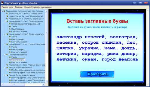 Экран интерактивного тренажёра по русскому языку для 1 класса к учебнику Соловейчик и Кузь­менко