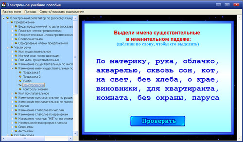 Экран программы Электронный репетитор. Русский язык. 3 класс