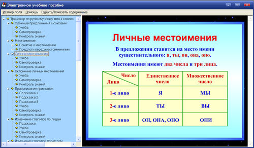 Экраны интерактивного тренажёра по русскому языку для 4 класса к учебнику Поляковой