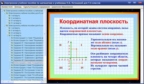 Экран электронного учебного пособия по математике к учебникам Истоминой для 5, 6 классов