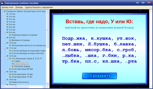 Экран электронного пособия Пятёрка в табеле. Русский язык за 24 часа, 5 класс