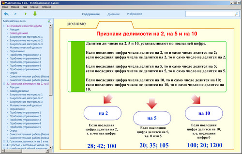 1С: Школа. Математика. 6 класс, экран 2 1С: Школа. Математика. 6 класс