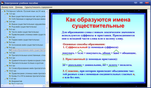 Экран электронного пособия Пятёрка в табеле. Русский язык за 24 часа, 6 класс