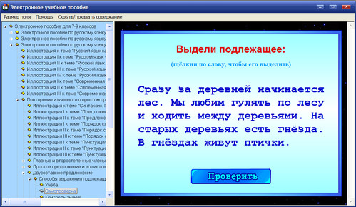 Экран электронного пособия по русскому языку для 7-9 классов к учебникам Р.Н.Бунеева