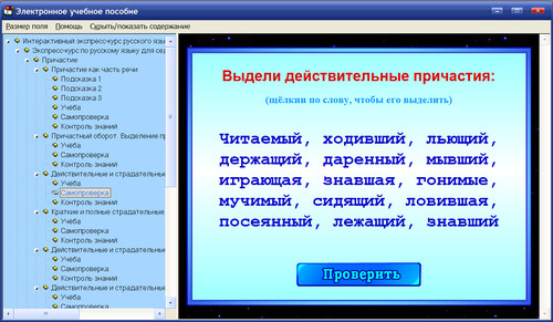 Экран электронного пособия Пятёрка за год. Экспресс-курс по русскому языку, 7-9 классы