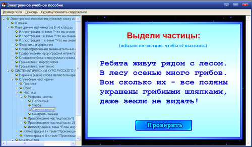 Экран электронного учебного пособия русскому языку для 7 класса к учебнику М.М.Разумовской
