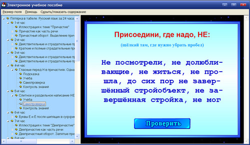Экран электронного пособия Пятёрка в табеле. Русский язык за 24 часа, 7 класс