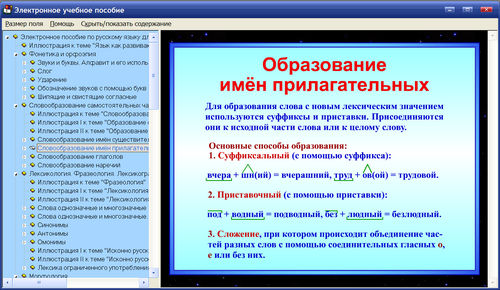 Экран электронного учебного пособия по русскому языку к учебникам Львовой для 7 класса