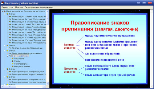 Экран электронного пособия Пятёрка в табеле. Русский язык за 24 часа, 9 класс
