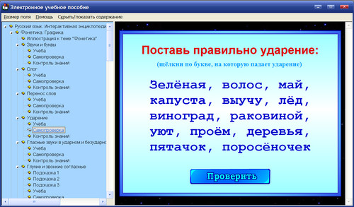 Экран пособия Русский язык. Интерактивная энциклопедия для средней школы